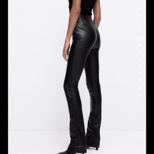 BRAND NEW Zara Exta Long Leather Leggings, Black, size M